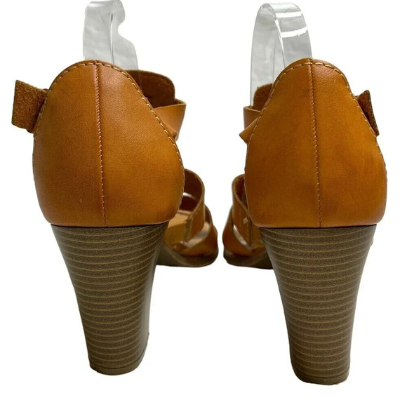 Lane Bryant Strappy Caged Heeled Sandals Cognac Brown Leather Sz. 11w - Picture 8 of 13